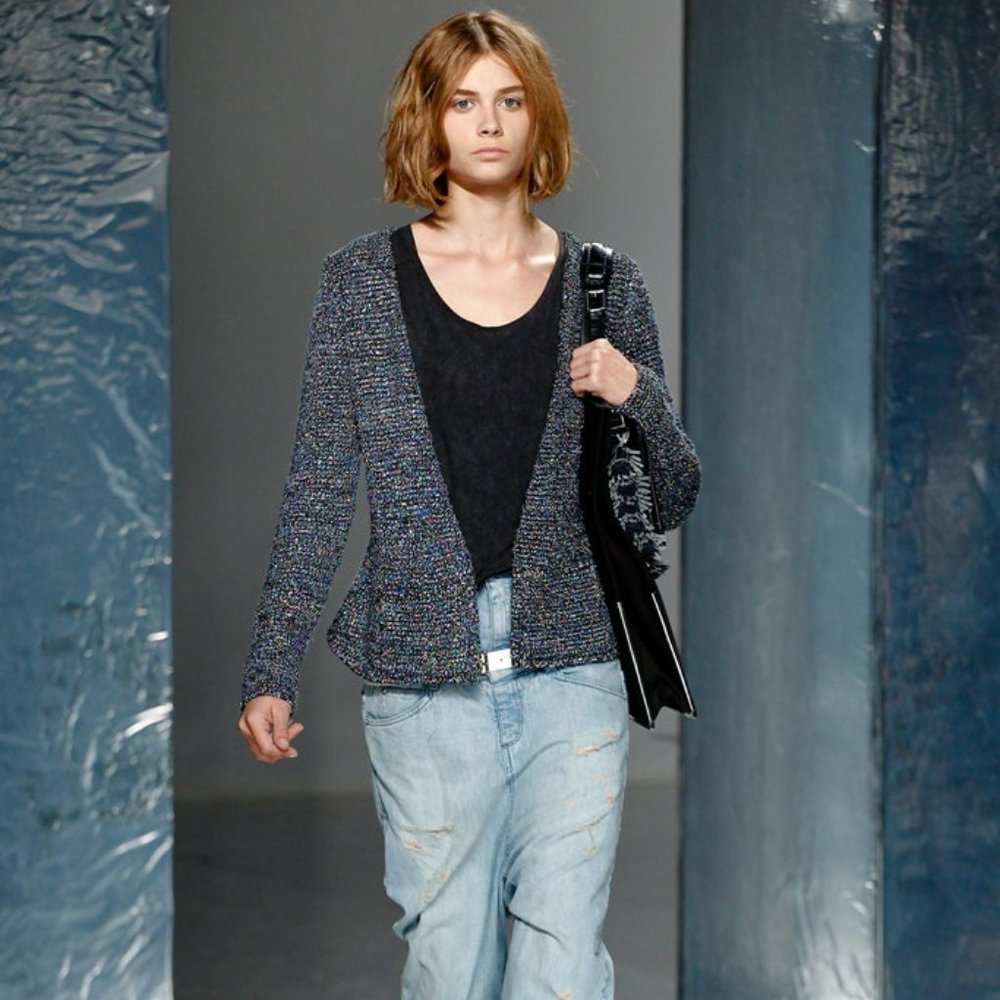 Theyskens' Theory Metallic Iridescent Woven Cardigan Small